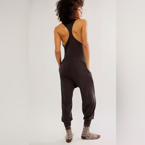Free People Intimately Our Downtime Romper Jumpsuit Washed Black NWOT - Picture 5 of 12